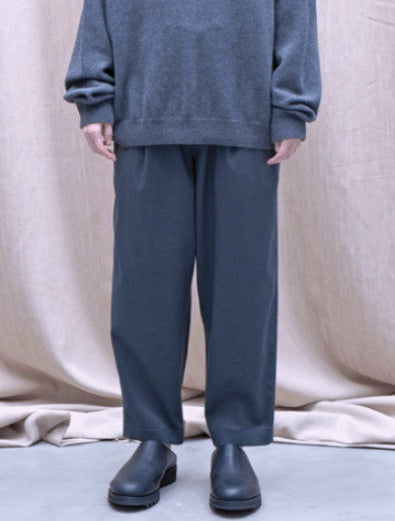 Brushed Wool Gabardine Tapered Pants | Black - Tempo