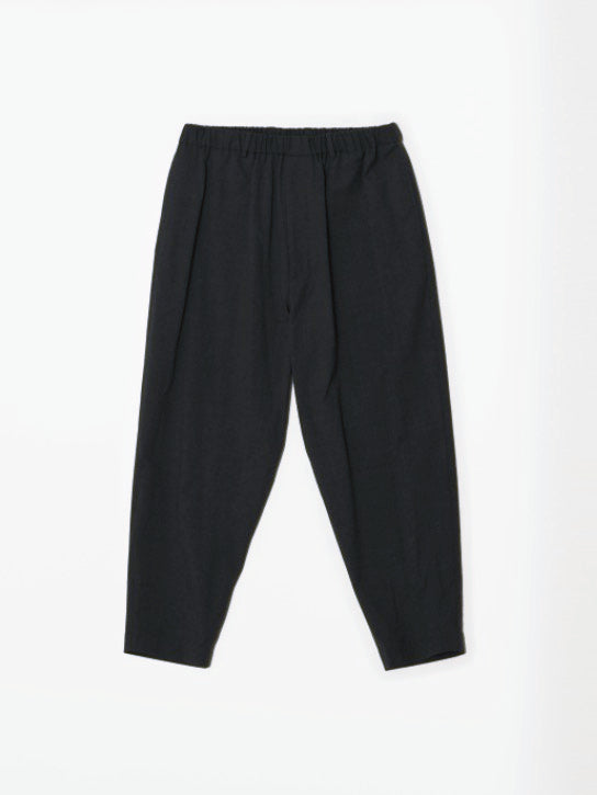 Brushed Wool Gabardine Tapered Pants | Black