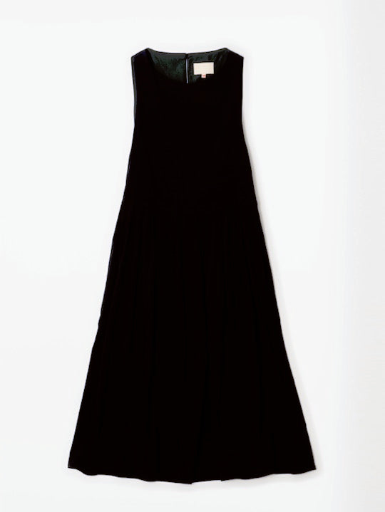 YOKO SAKAMOTO - Cotton Twill Layered Dress | Black - Tempo