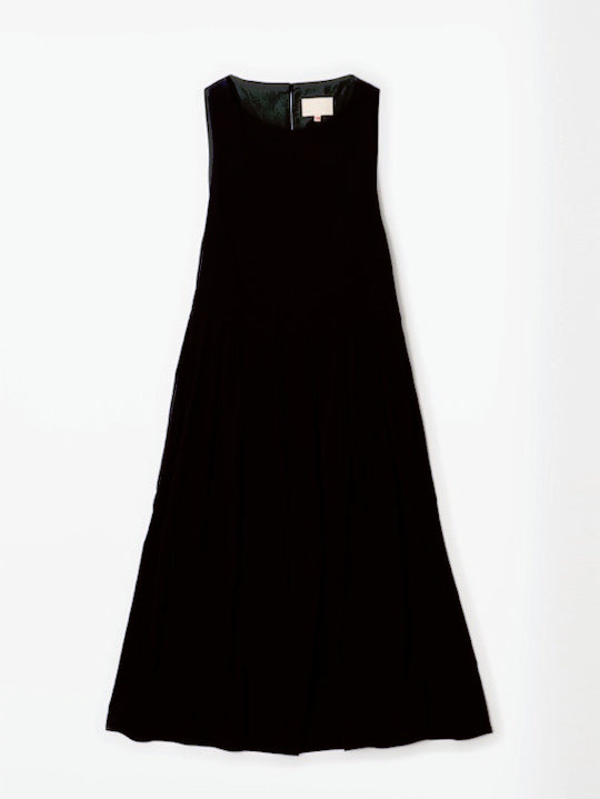 Cotton Twill Layered Dress | Black