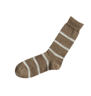 Chaussettes à bordure en laine mohair beige moka 