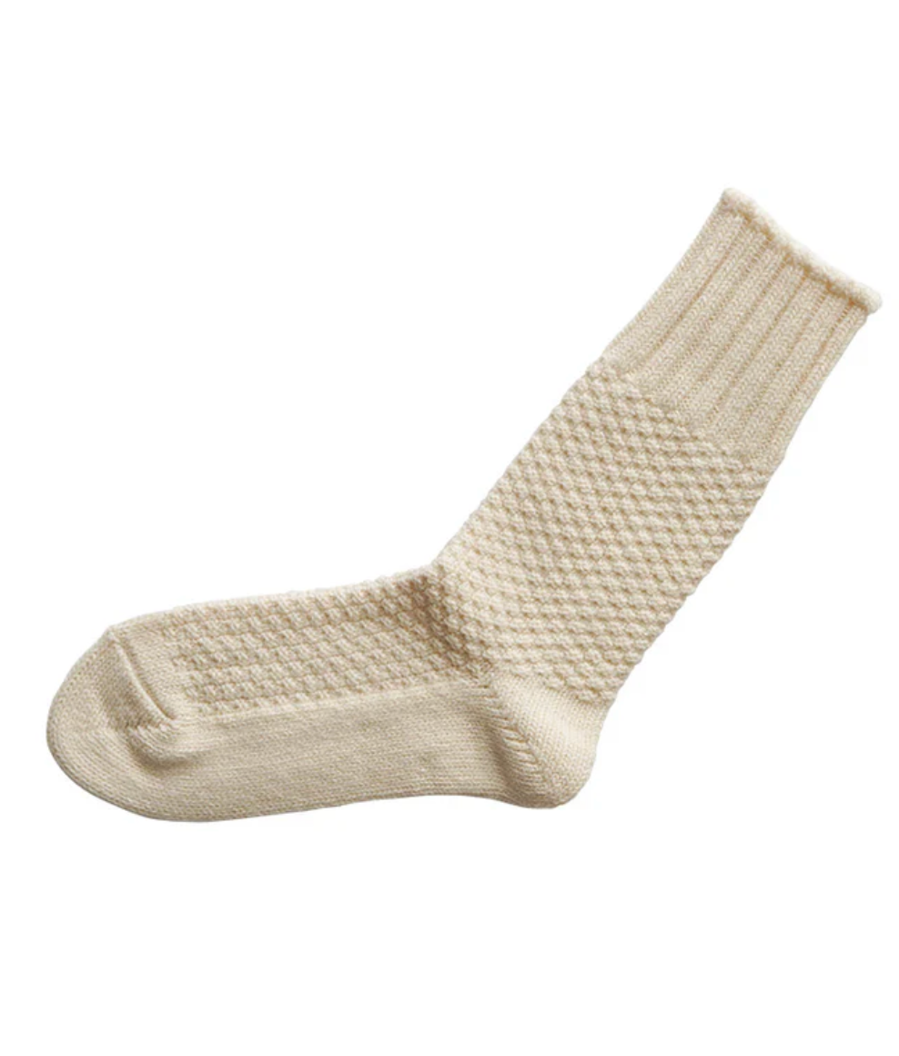 Wool Cotton Boot Socks in Ivory