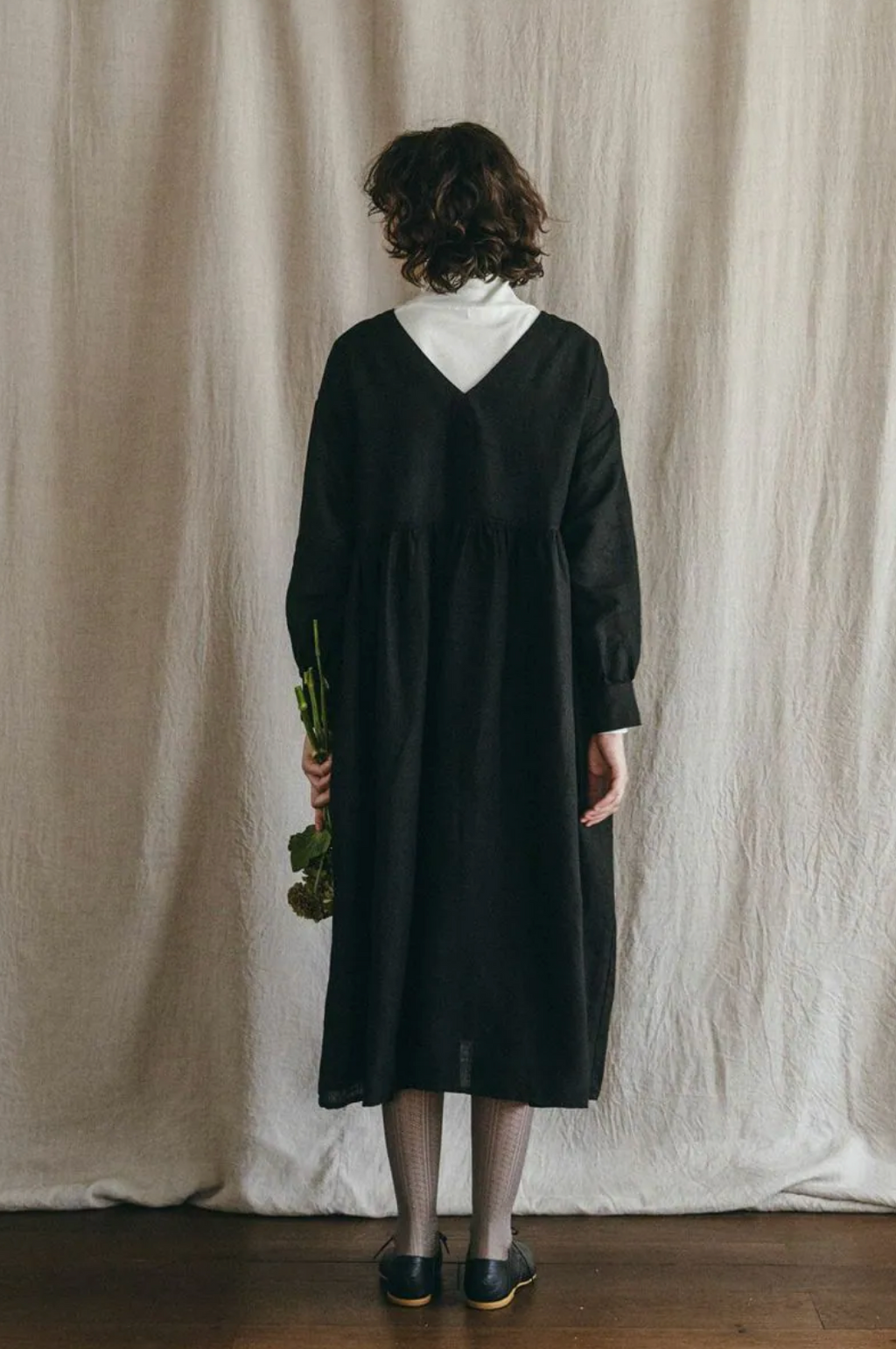 FOG LINEN WORK - Metra Linen Dress in Black - Tempo