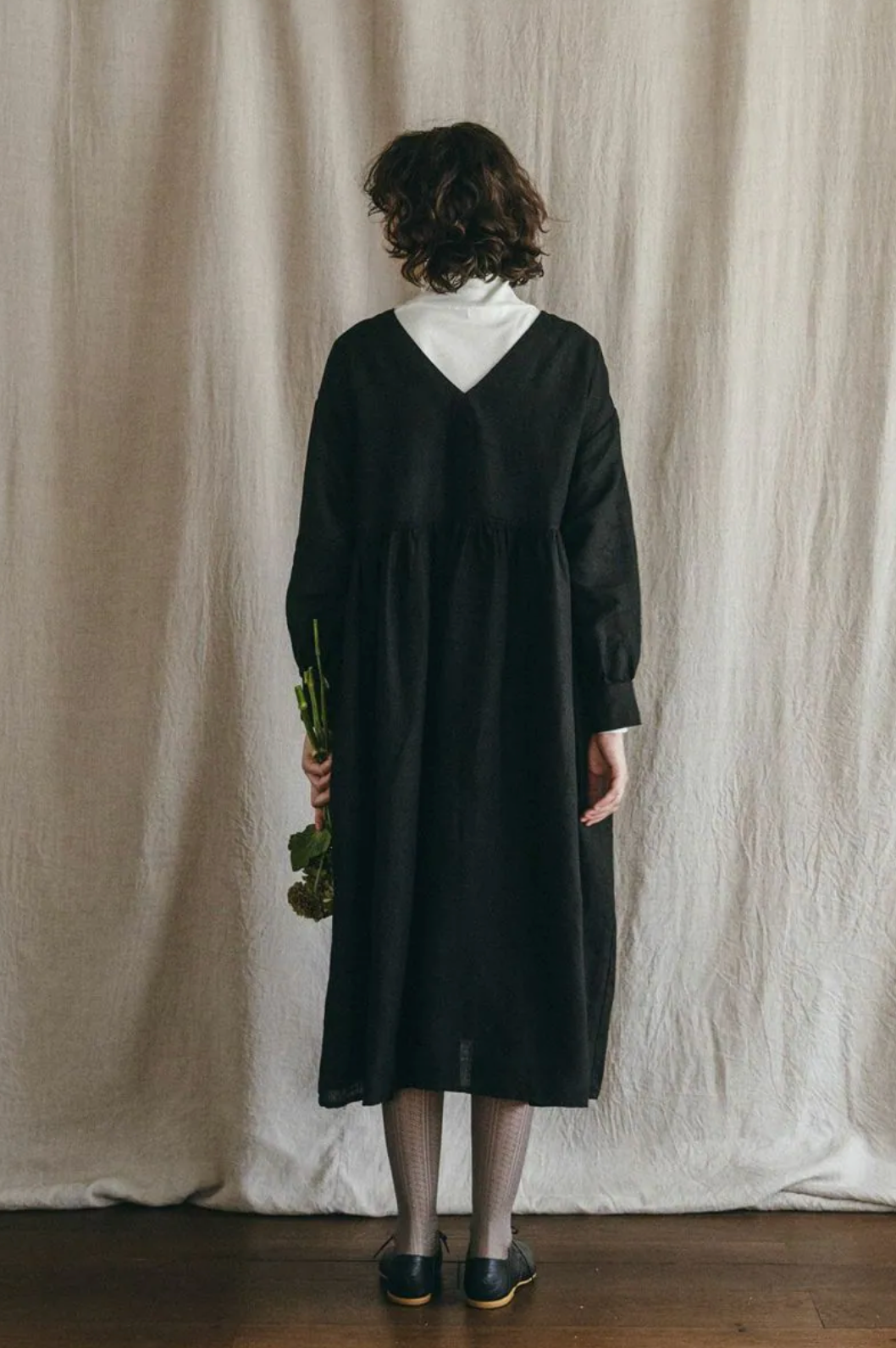 FOG LINEN WORK - Metra Linen Dress in Black - Tempo