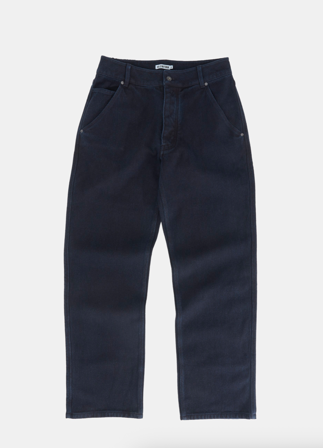 HELD IN FORM - Kuzushi 5 Pocket Pant - Woven Sashiko Overdyed Natural Indigo - Tempo