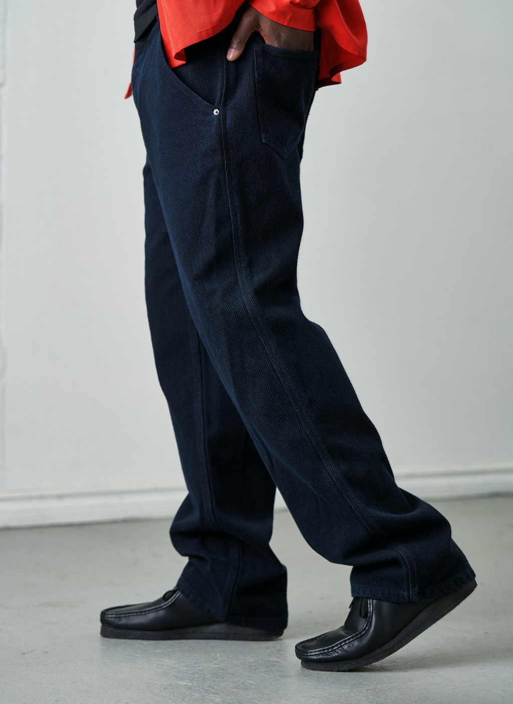 HELD IN FORM - Kuzushi 5 Pocket Pant - Woven Sashiko Overdyed Natural Indigo - Tempo