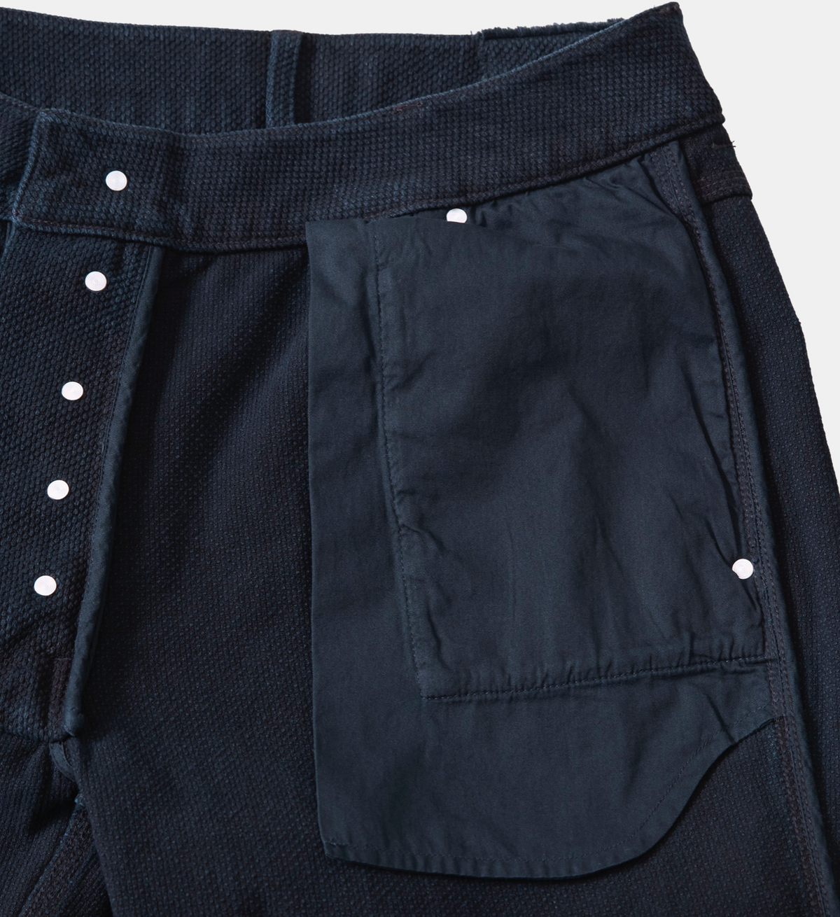 HELD IN FORM - Kuzushi 5 Pocket Pant - Woven Sashiko Overdyed Natural Indigo - Tempo