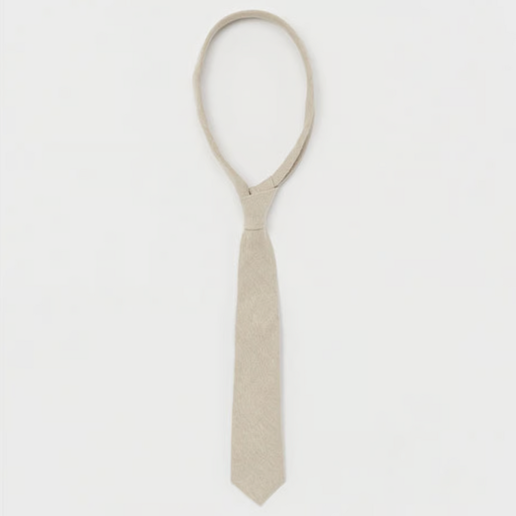 HENDER SCHEME - Woven Linen Cotton Necktie in Natural - Tempo