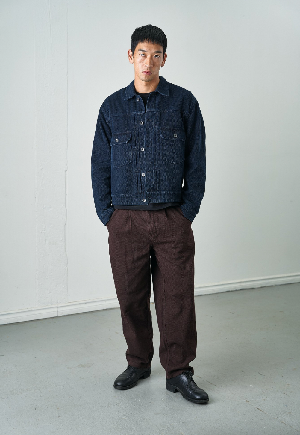 HELD IN FORM - Kuzushi Type II Jacket - Woven Sashiko Overdyed Natural Indigo - Tempo