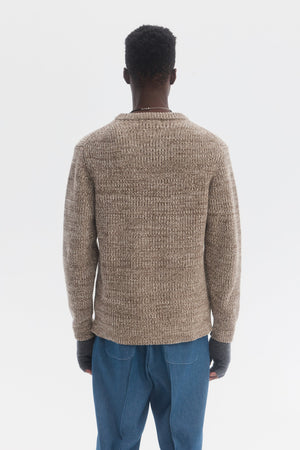 Pure Merino Wool Ribbed Sweater in Taupe Mix