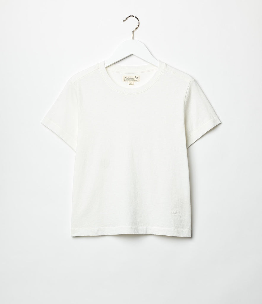 MERZ B. SCHWANEN - All Plant Based Women's T-shirt Cotton-Hemp 4.6oz Cropped Relaxed Fit in White - Tempo