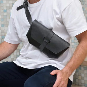 The Belt Bag / Clutch Bag | Vegetable Tanned Leather | Black