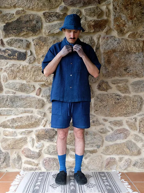 Hemp Short-sleeve Shirt | Organic Indigo Hand-dyed - Tempo