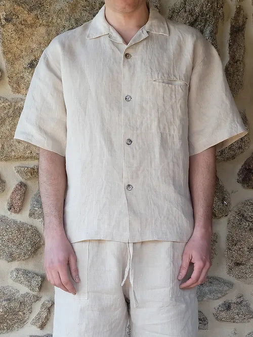 Un-Dyed Raw Hemp Short-Sleeve Shirt - Tempo