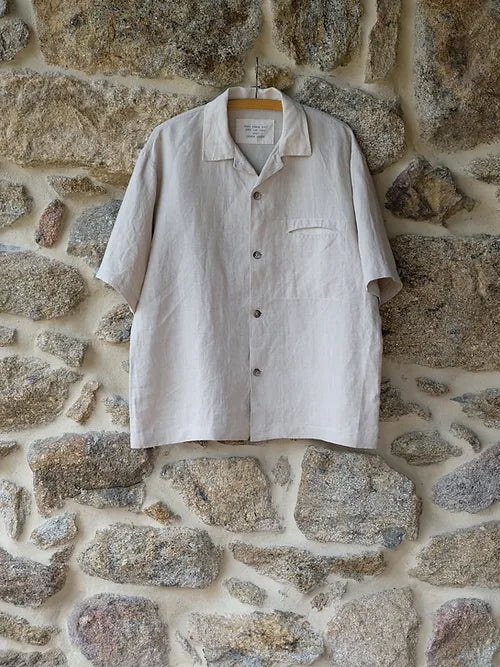 Un-Dyed Raw Hemp Short-Sleeve Shirt - Tempo