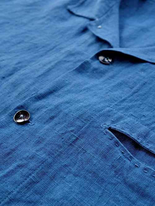Hemp Short-sleeve Shirt | Organic Indigo Hand-dyed - Tempo