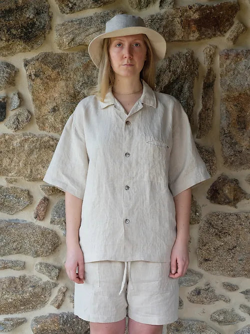 Un-Dyed Raw Hemp Short-Sleeve Shirt - Tempo