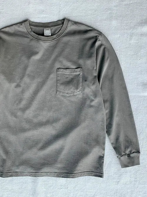 Cotton Long-sleeve T-Shirt | Myrobalan & Iron Hand-dyed - Tempo