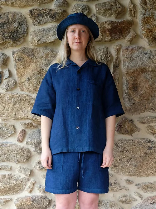 Hemp Short-sleeve Shirt | Organic Indigo Hand-dyed - Tempo