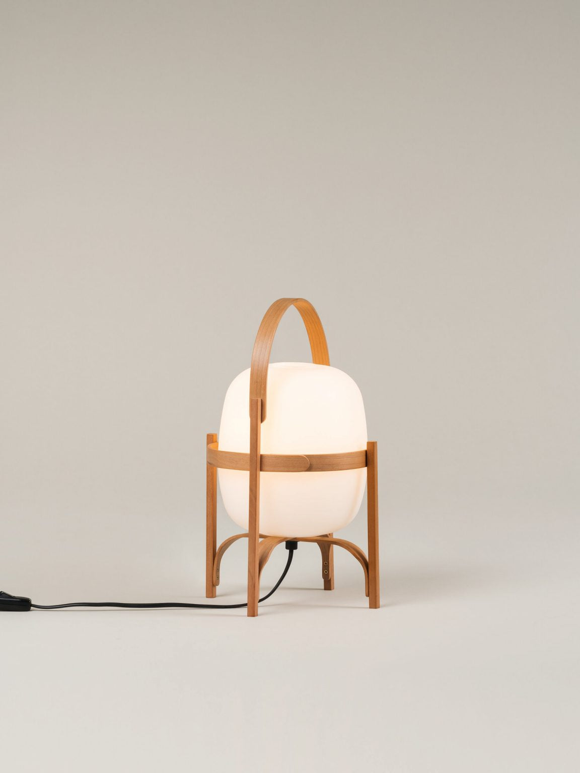 Cestita Cherry Wood Lampshade in White Opal Glass - Tempo