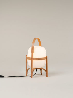 Cestita Cherry Wood Lampshade in White Opal Glass - Tempo