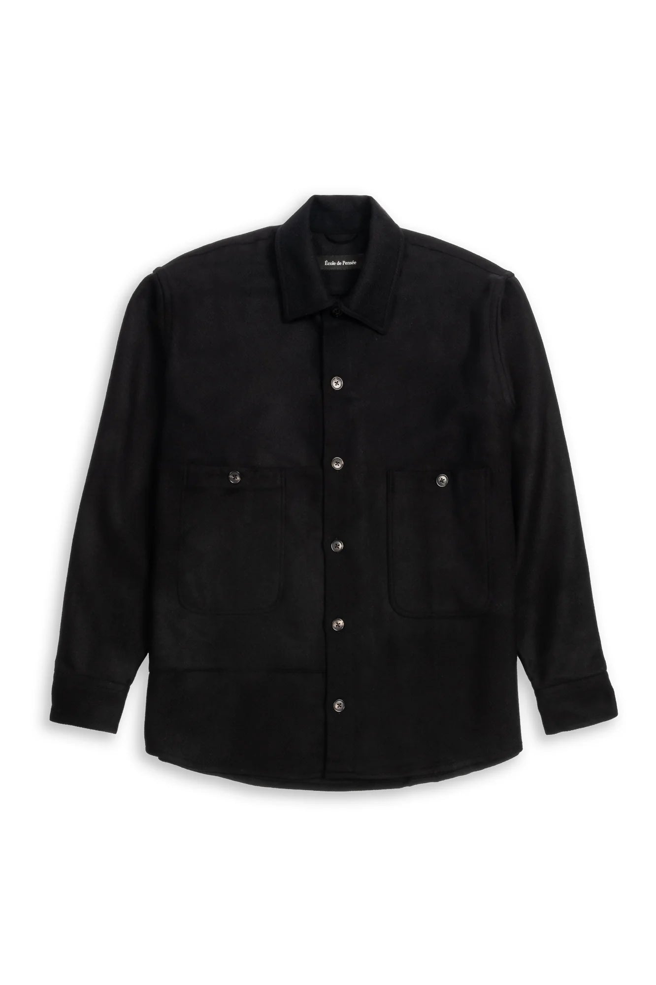 Brushed Wool Overshirt in Black