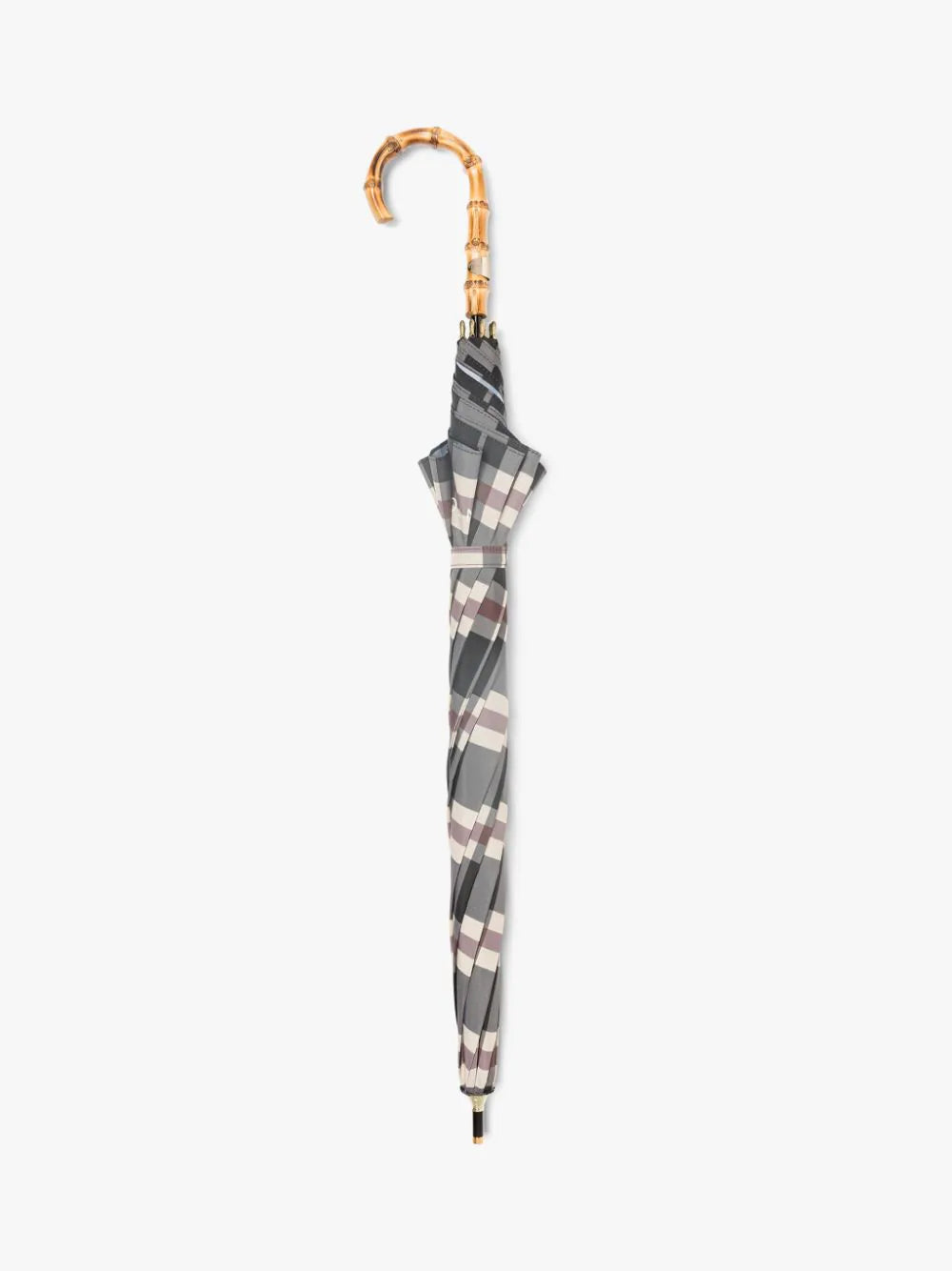 Heriot Handle Stick Umbrella | Black Brown Beige Check