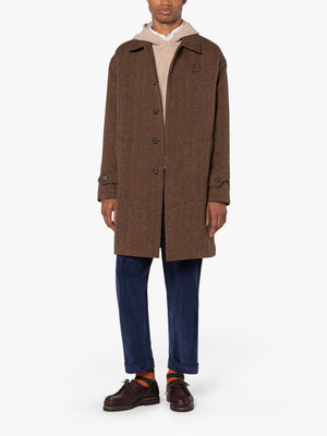 Soho Brown Herringbone Wool Overcoat