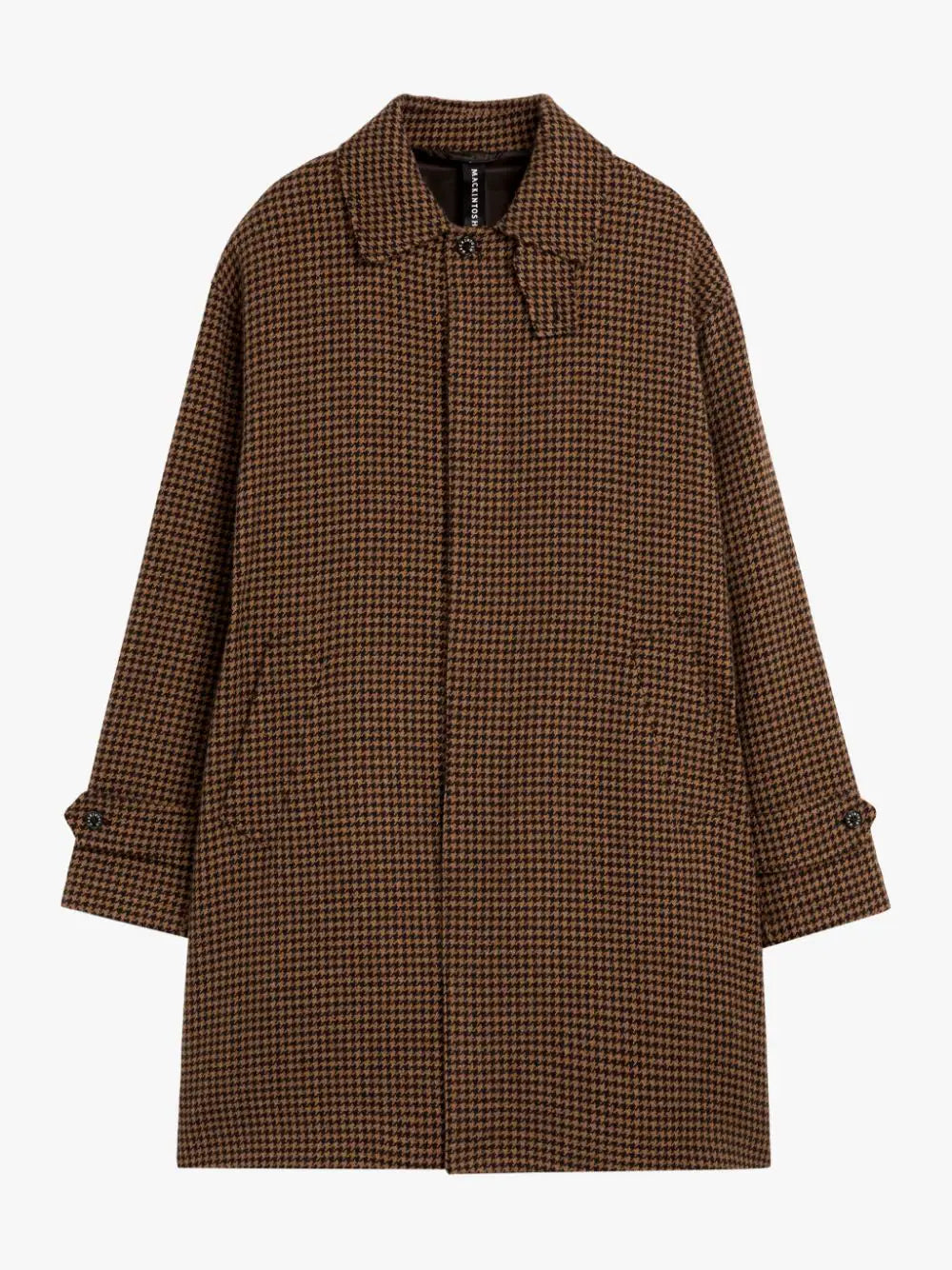 Soho Brown Houndstooth Wool Overcoat