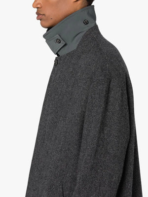 Soho Grey Herringbone Wool Overcoat