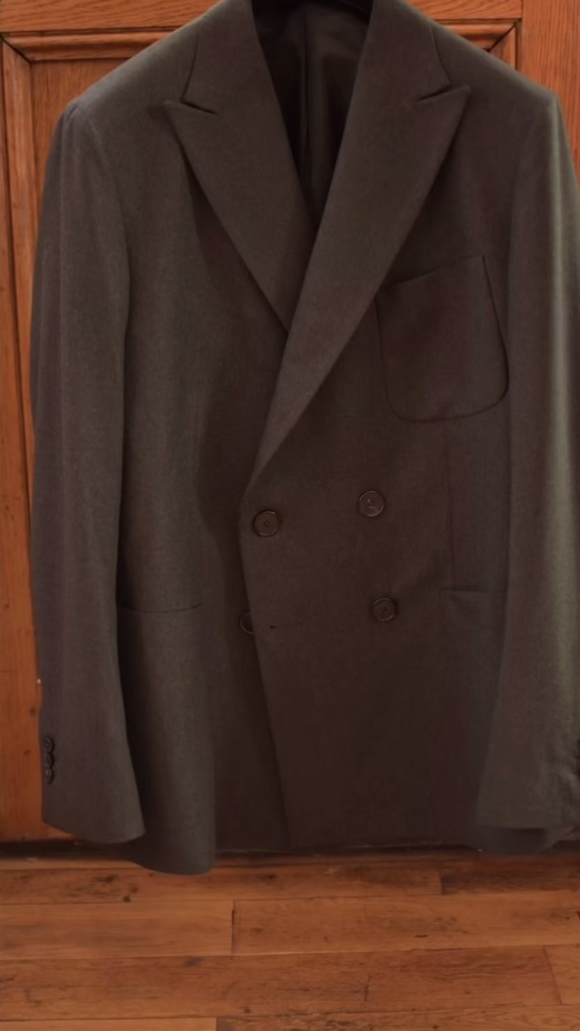 Double Breasted Peak Lapel Pure Wool Jacket - Vitale Barberis Canonico