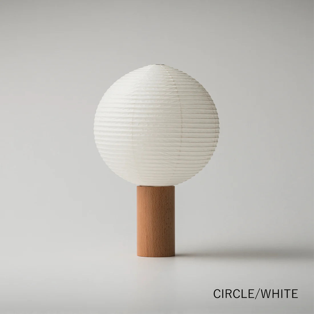 Circle Washi-Paper Battery Torch Lamp with Ash Wood Base