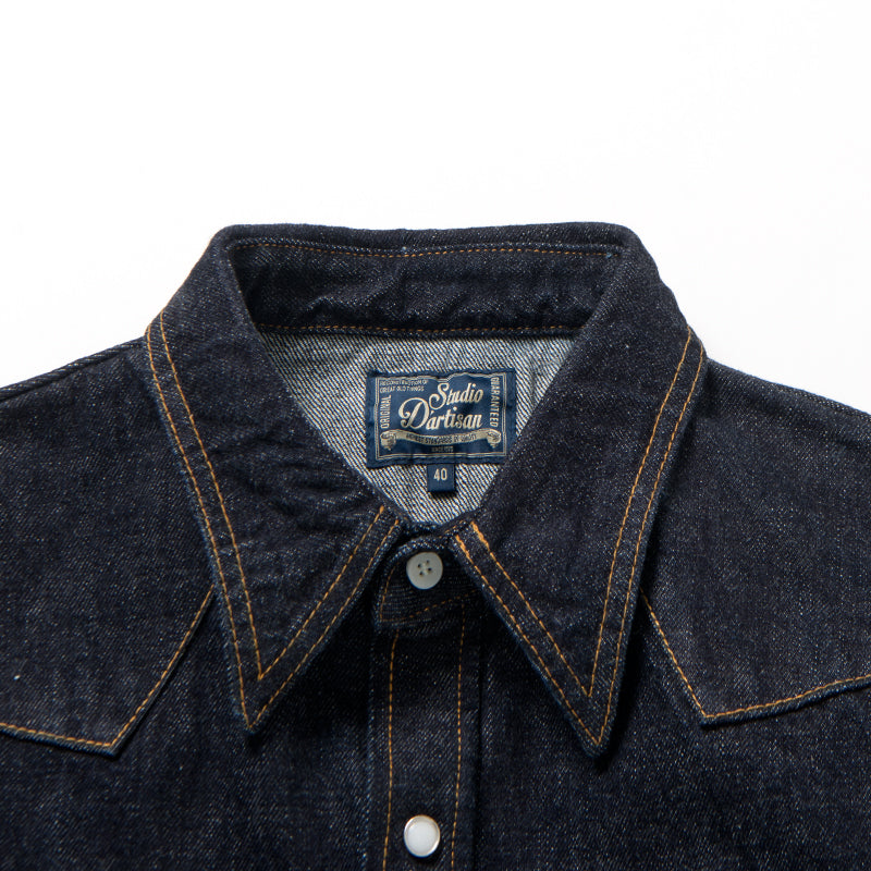 STUDIO D'ARTISAN - 14oz Denim Western Selvedge Denim Shirt OW - Tempo