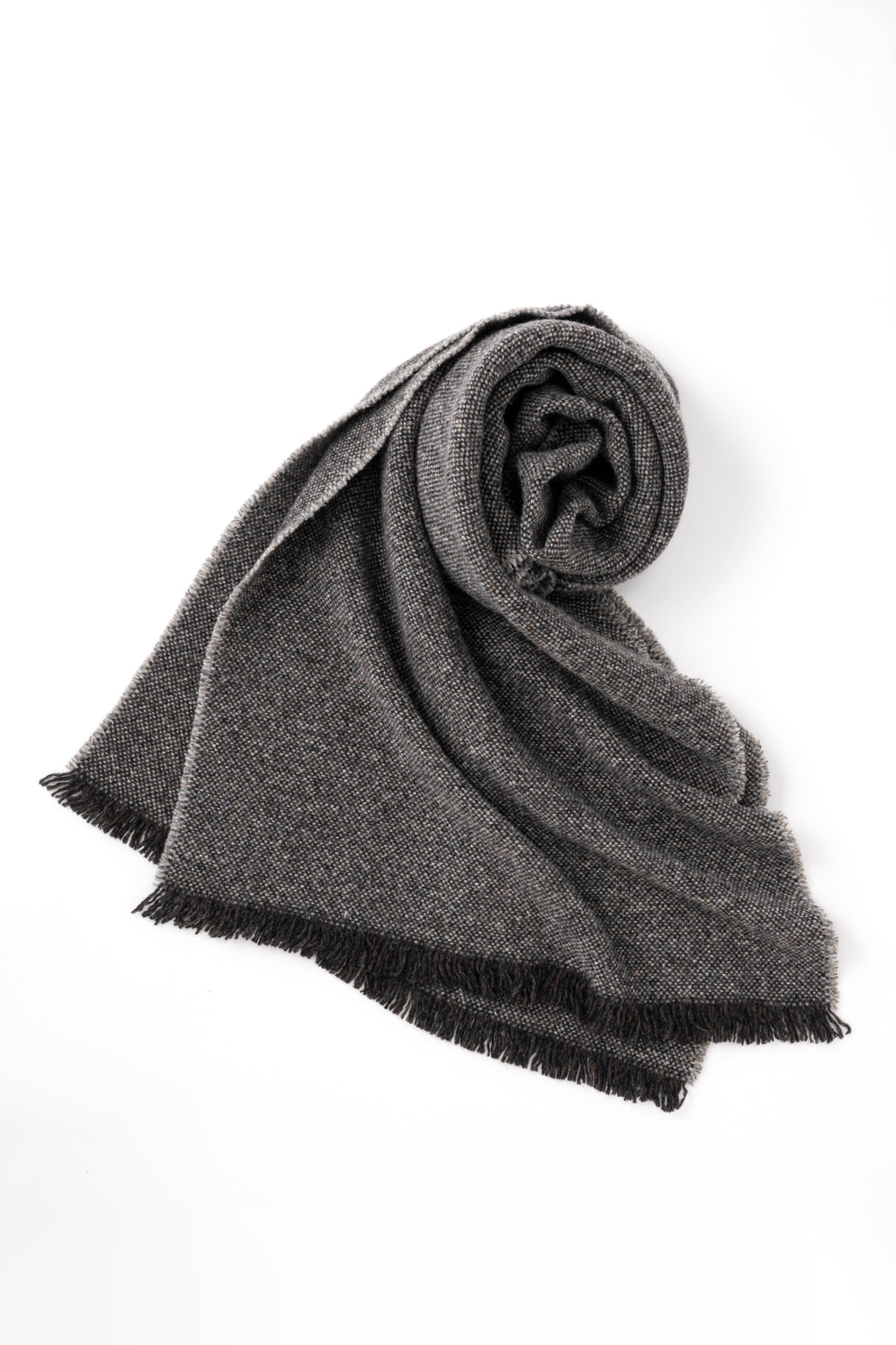 YOKO SAKAMOTO - WOOL LONG SCARF IN CHARCOAL - Tempo