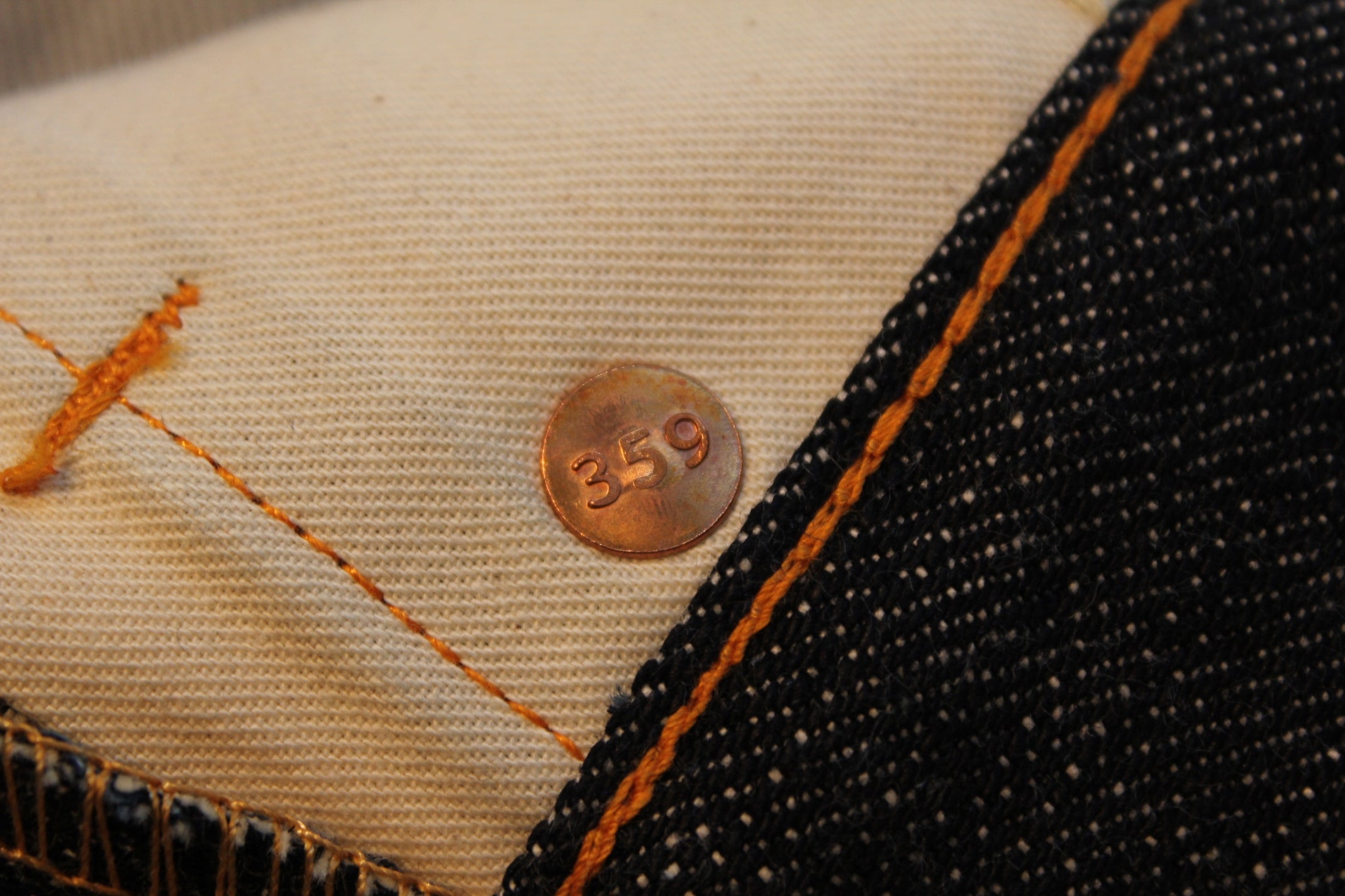 Premium 15.3oz. TK903 Relax Tapered Natural Indigo Selvedge Denim Pants - OW - Tempo