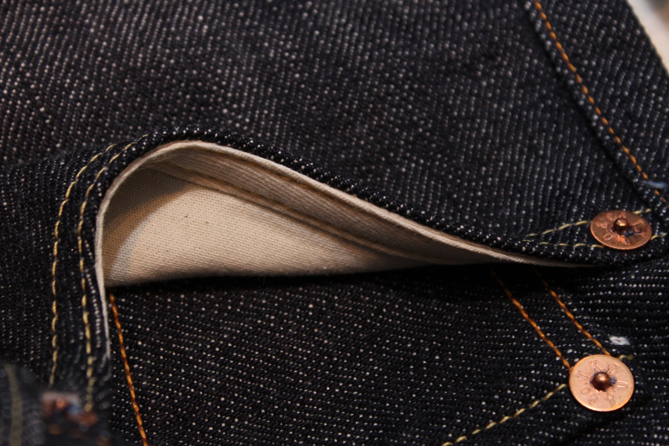 Premium 15.3oz. TK903 Relax Tapered Natural Indigo Selvedge Denim Pants - OW - Tempo