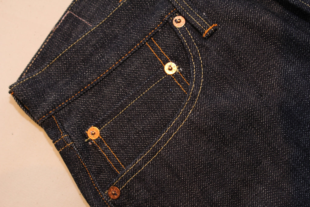 Premium 15.3oz. TK903 Relax Tapered Natural Indigo Selvedge Denim Pants - OW - Tempo