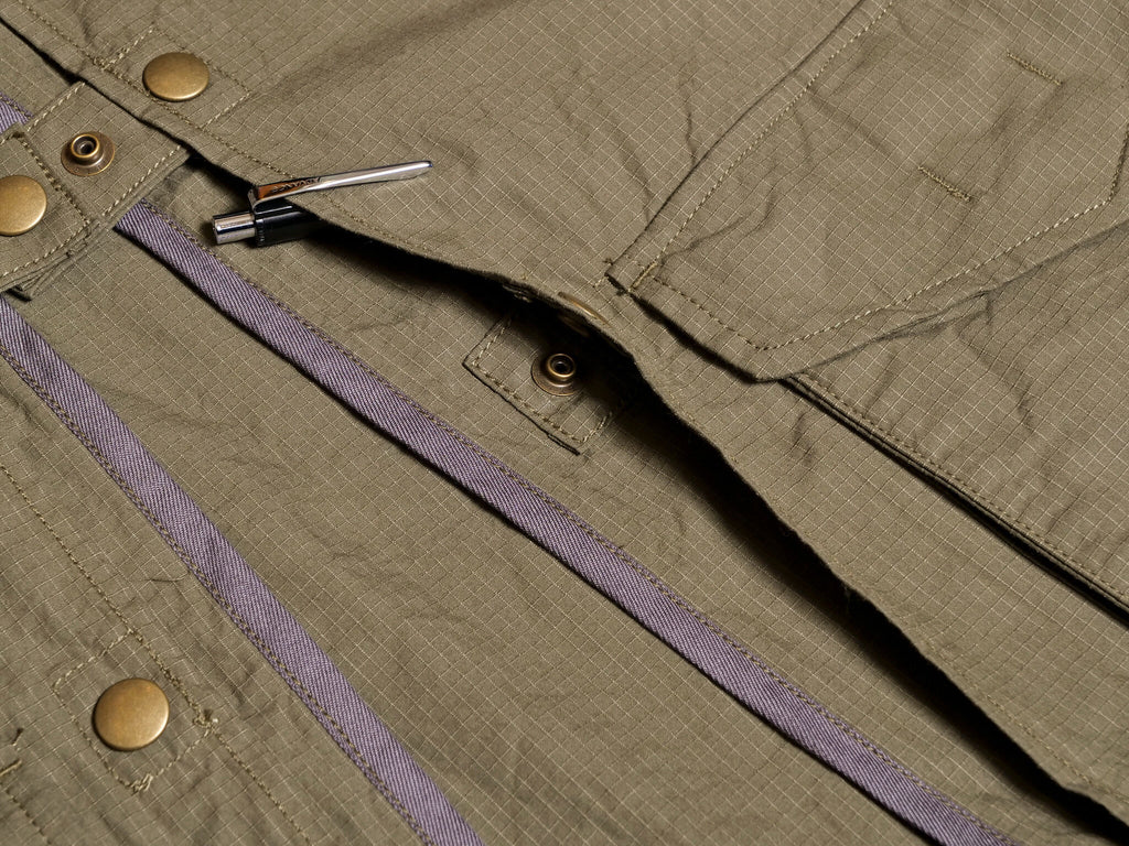 "Bernard III" Cotton Ripstop Vest in Olive Green - Tempo