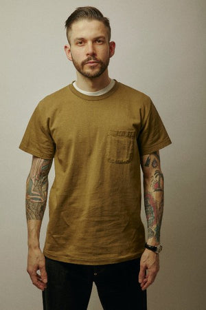 Ragtime California Cotton Tubular Pocket Tee in Olive Drab - Tempo