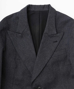Ragtime Cotton Peaked Lapel Jacket - Pocket Bottle Whisky in Mixed Navy