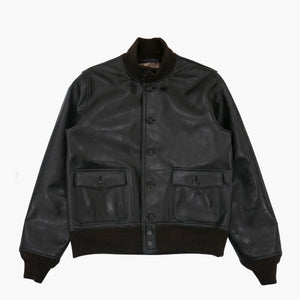 Tea Core Aniline Horsehide (A-1) Flight Jacket in Black - Tempo