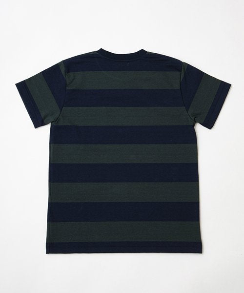 Ragtime Rugby Border Pocket Tee in Green x Navy - Tempo