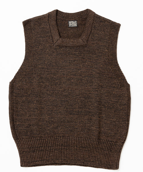 Ragtime Civilian Cross Knit Vest Square Neck in Brown Mix - Tempo