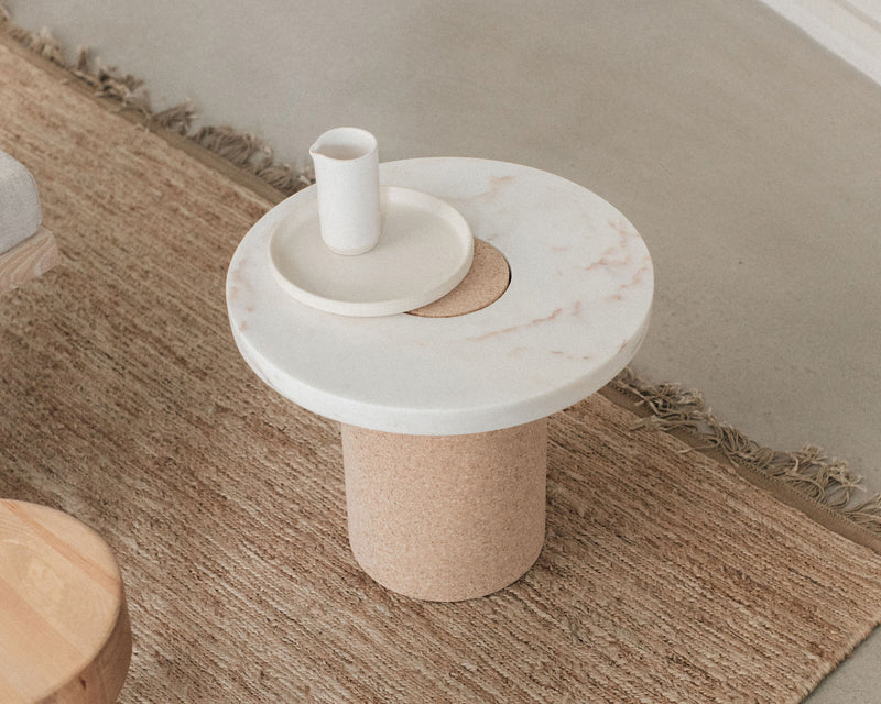 SINTRA TABLE | WHITE MARBLE / CORK | SMALL - Tempo