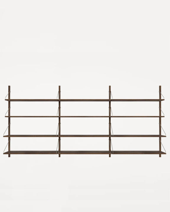 SHELF LIBRARY TRIPLE SECTION | DARK OAK | H1148 / W80 - Tempo