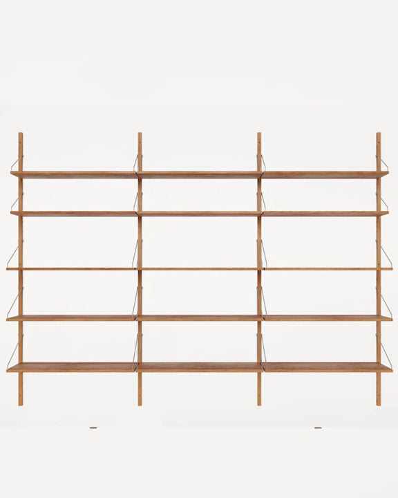 SHELF LIBRARY TRIPLE SECTION | NATURAL OAK | H1852 / W80 - Tempo