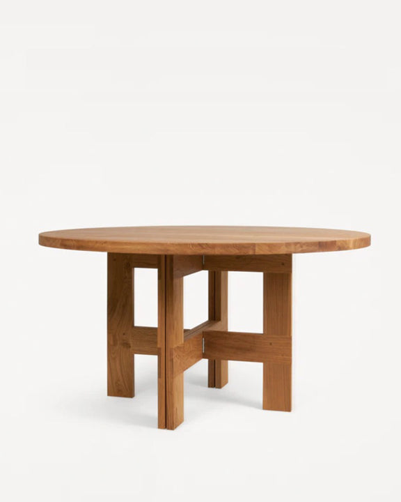 FARMHOUSE TRESTLE TABLE | OAK | 140 Ø ROUND - Tempo