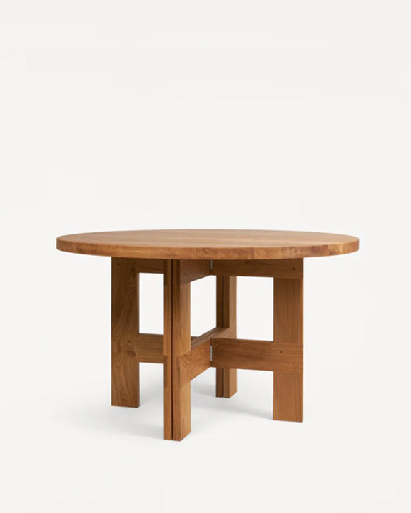 FARMHOUSE TRESTLE TABLE | OAK | 120 Ø ROUND - Tempo