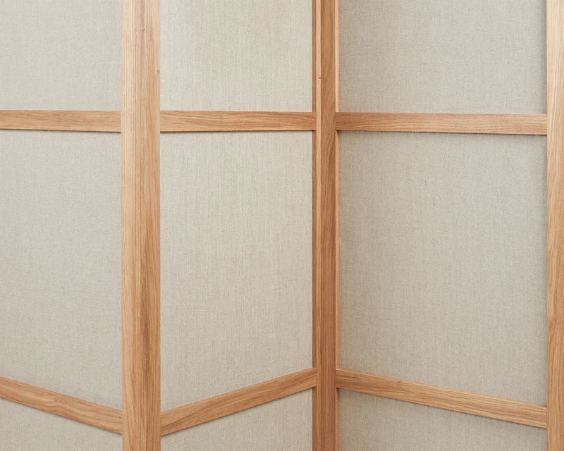 FRAME ROOM DIVIDER | NATURAL OAK / LINEN | THREE PANELS - Tempo