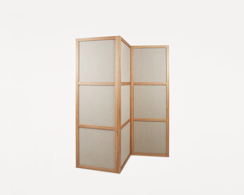 FRAME ROOM DIVIDER | NATURAL OAK / LINEN | THREE PANELS - Tempo
